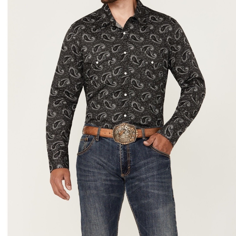 Men's ROCK & ROLL GOLD, TAN,PEARL Paisley PEARL SNAP Up Shirt SIZE XL